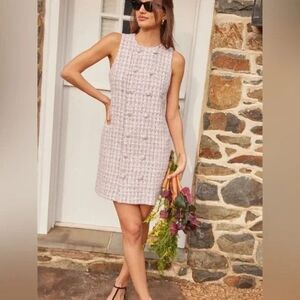 Pomander Place NEW Peony Tweed Bianca Sleeveless Crewneck Mini Dress Large